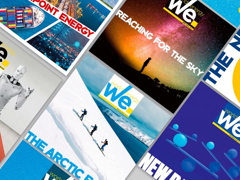 Various covers of WE magazine
