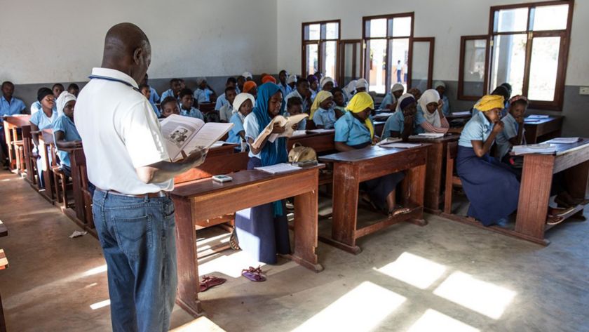 African children teaching in classroom