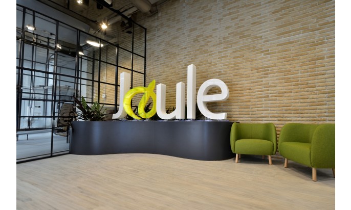 Entrance to Joule School with logo