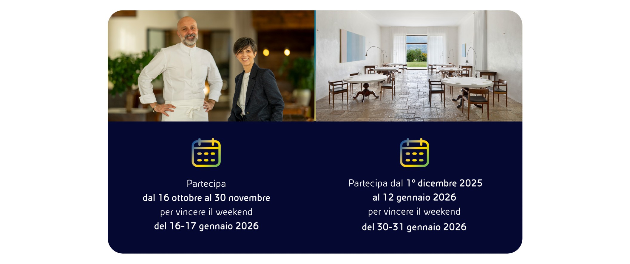  Immagini di Casadonna e Niko e Cristiana Romito con informazioni sulle scadenze delle 3 fasi del concorso.  
