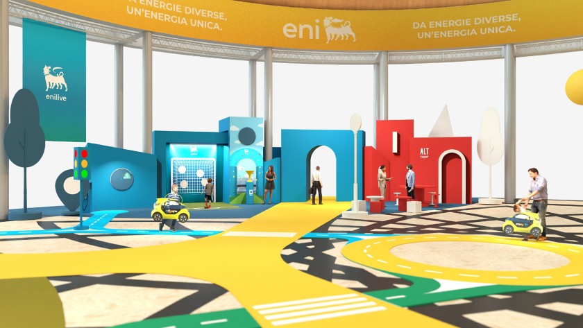 Rendering di Rotopolis nel Padiglione Fiera di Rimini 
