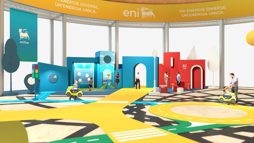 Rendering di Rotopolis nel Padiglione Fiera di Rimini 