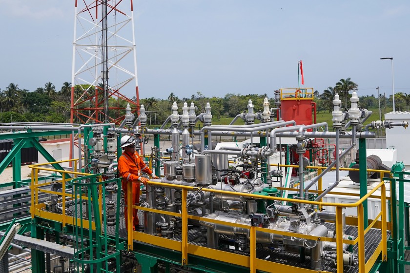 Mexican worker in gas plant