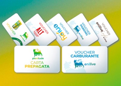 Selezione di voucher e carte prepagate Plenitude ed Enilive