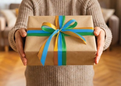 Pacco regalo con fiocchi colorati