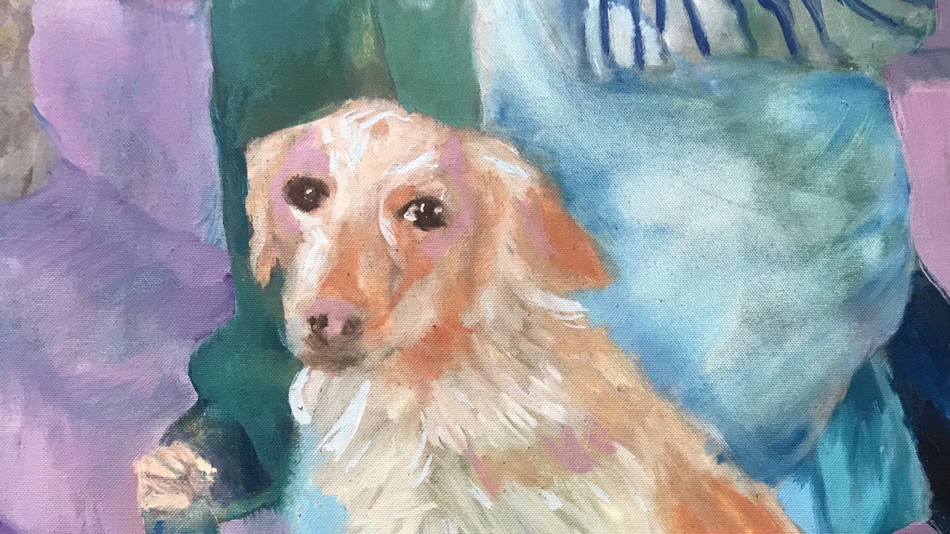Ritratto di un cane in un salotto
