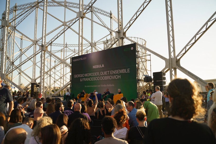Giorgio Moroder, Quiet Ensemble and Francesco Dobrovich speak at the presentation of Nebula at Videocittà 2024