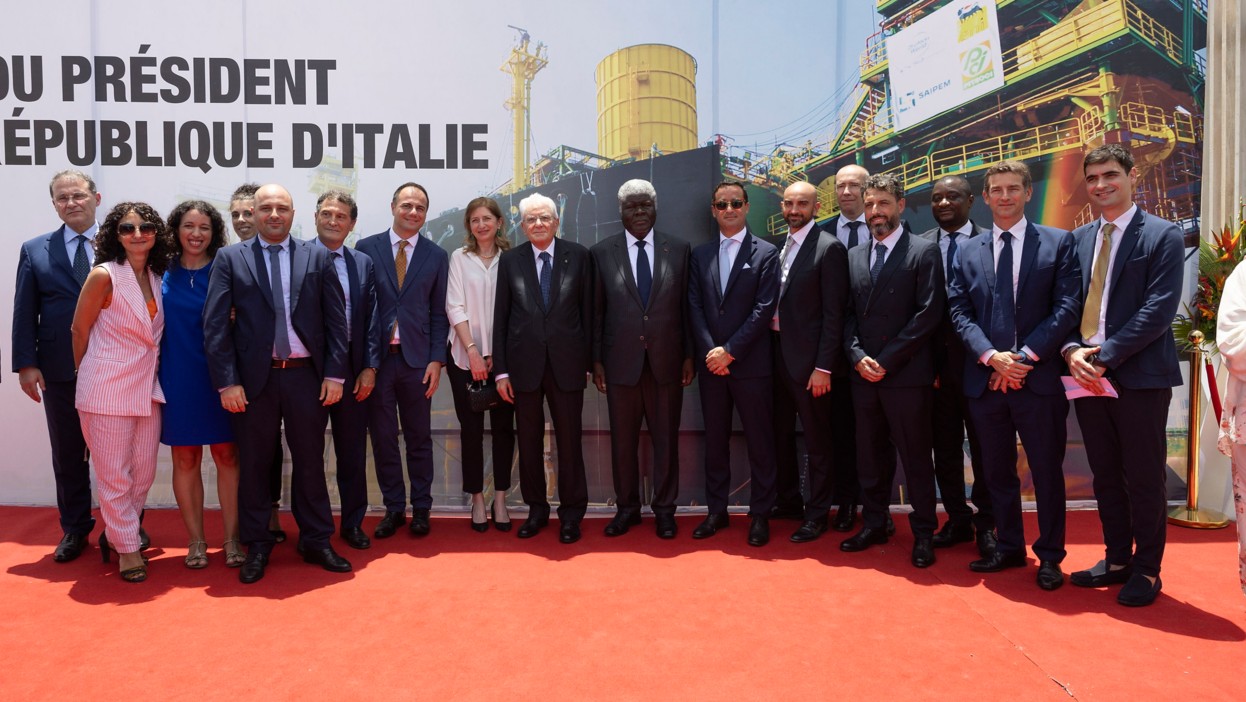Il Presidente della Repubblica Sergio Mattarella visita la Stazione a terra del giacimento di Baleine