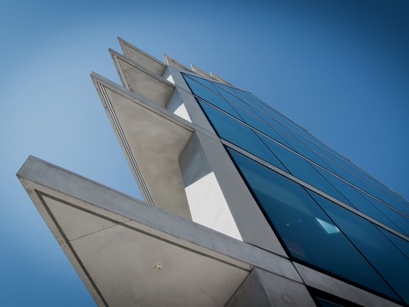  Designer building with blue windows