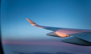 Panorama from an airplane window  