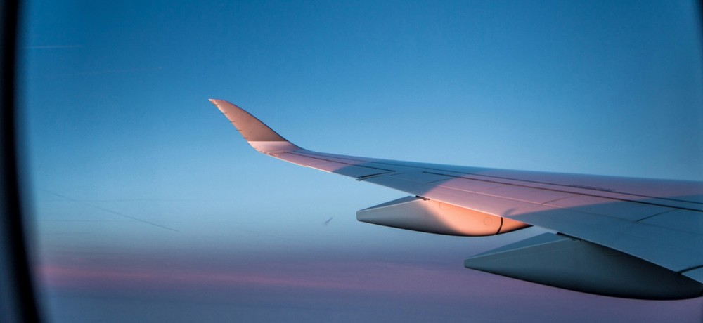 Panorama from an airplane window  