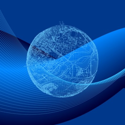 Grafica wer 2024, un mondo illsutrato in maniera minimal su background astratto.