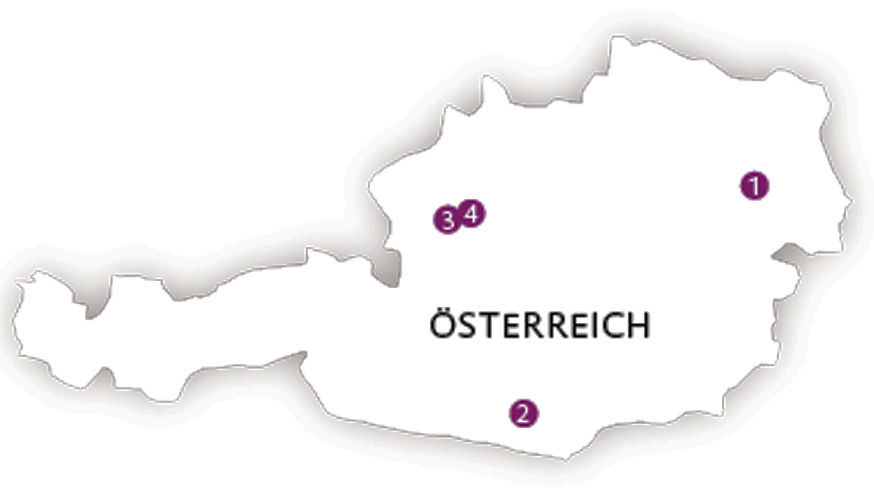 Die vier Evonik-Standorte in Österreich