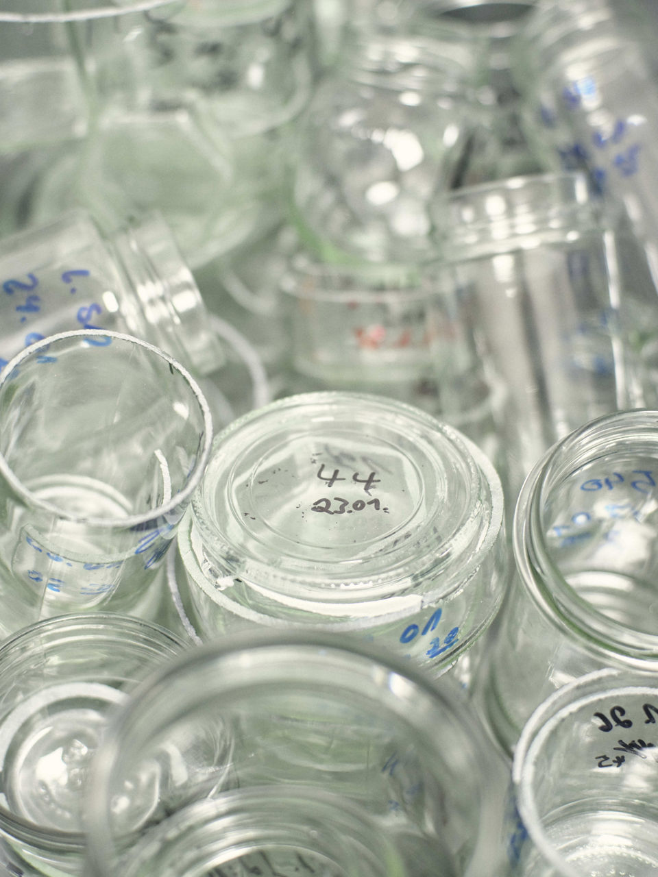 Viele klare Glasbehälter