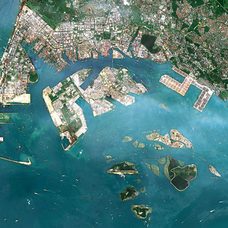 Satellitenaufnahme von Singapur.