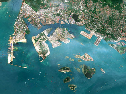 Satellitenaufnahme von Singapur.