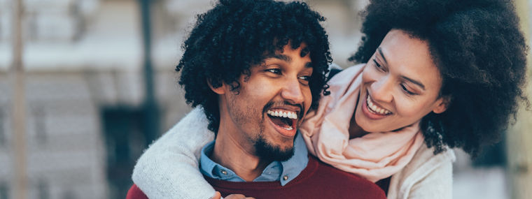 Portrait of happy young couple outdoor