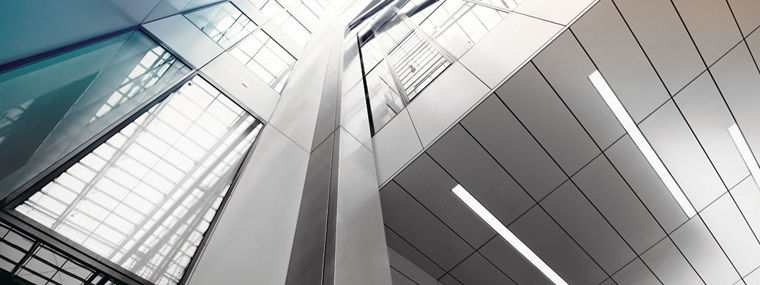 The interior of a modern office building