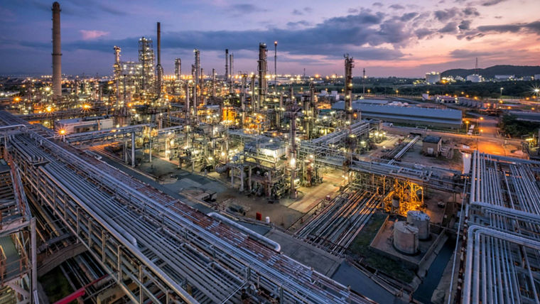 Chemical site by night