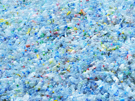 Großer Haufen von Plastikflaschen zum Recycling