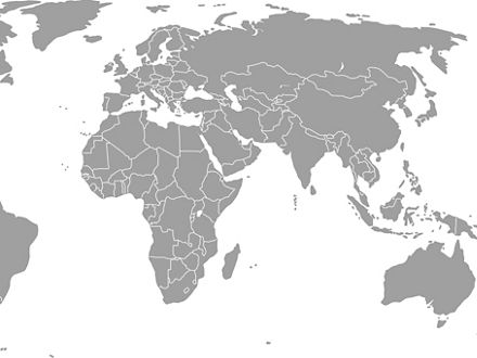 Eine Weltkarte mit Markierungen, die zu Links mit Bilderstrecken führen.