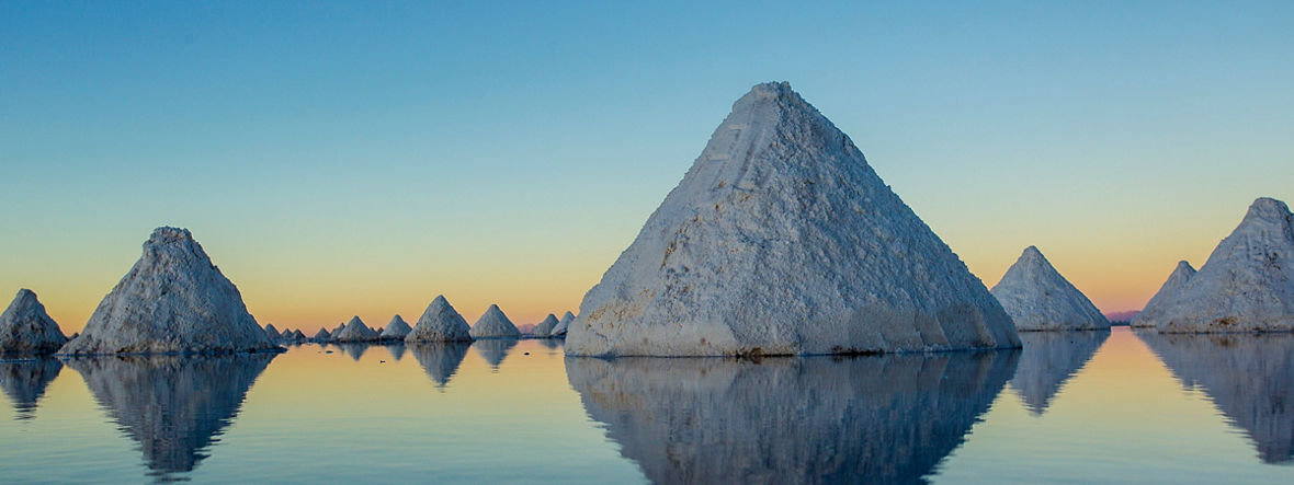 Salt mountains on the Salar de Uyuni