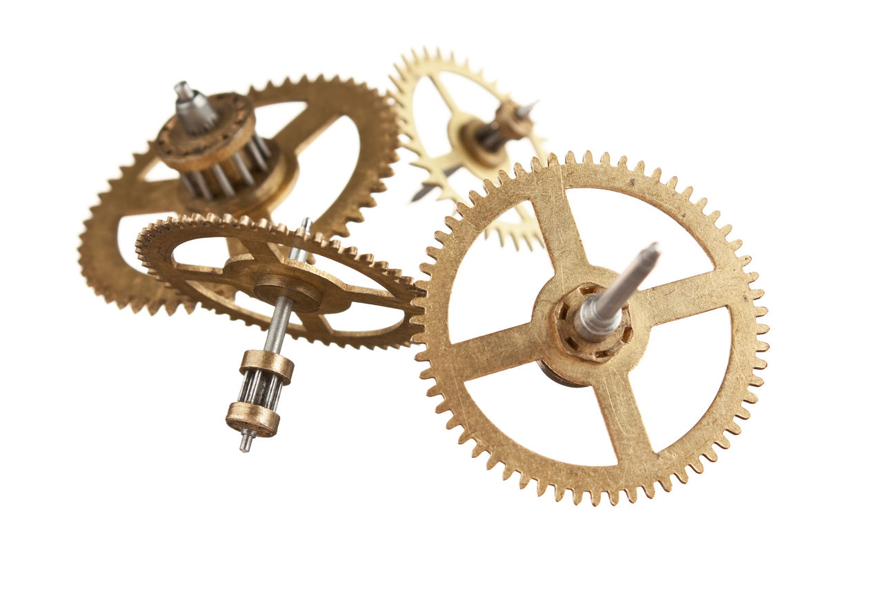 clockwork gears isolated on white background