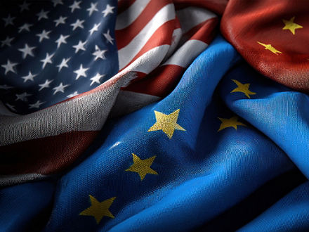 USA - EU - China: Flaggen