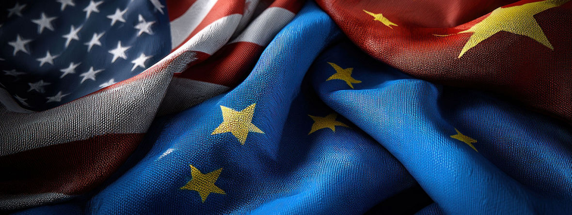 USA - EU - China: Flaggen
