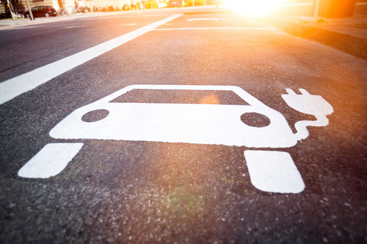 Charging station for electric cars on the street
