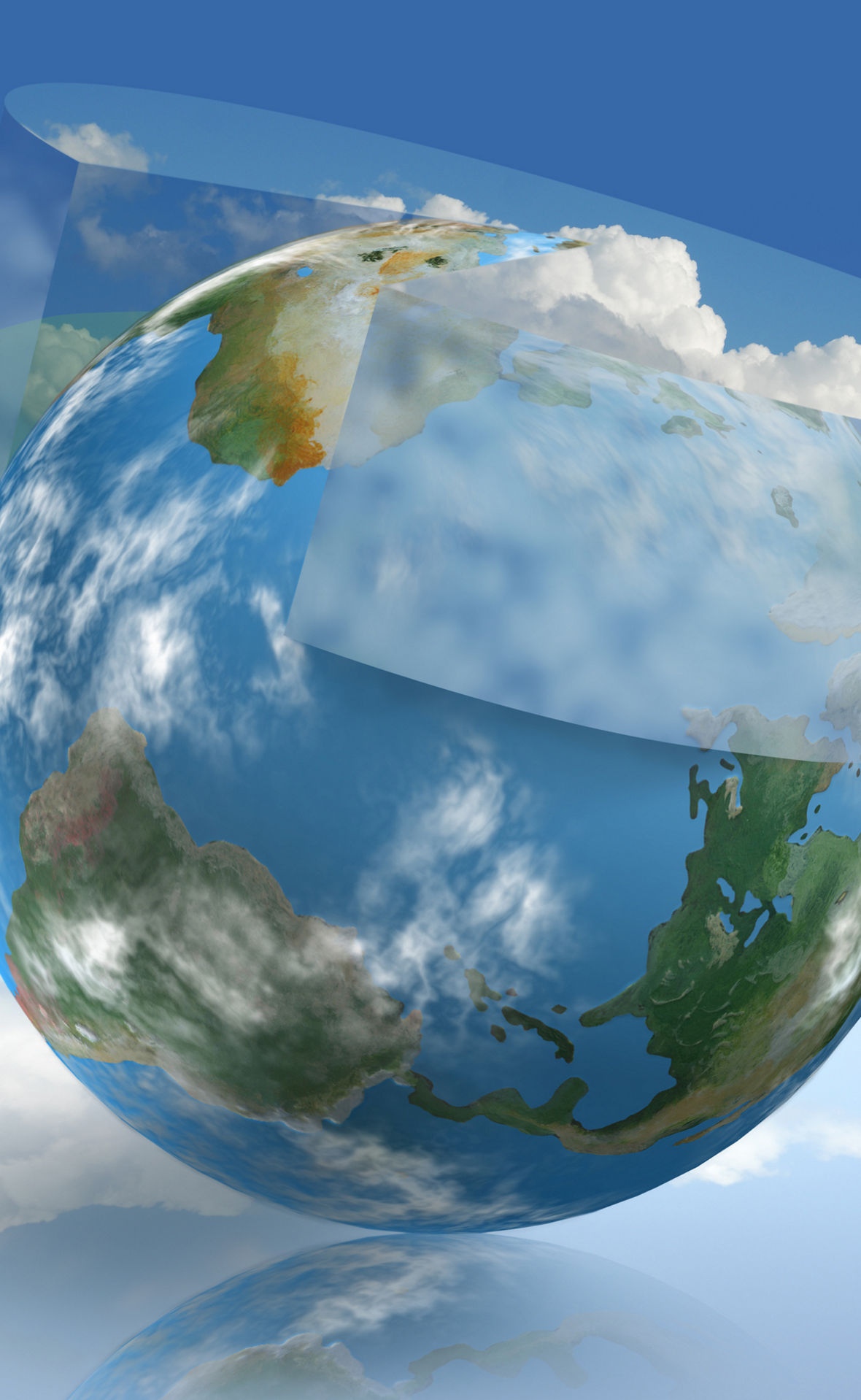 Eine Erdkugel mit einem Schutzschirm