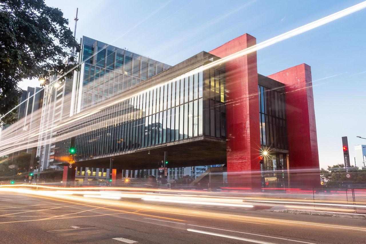 Long exposure of the museum building.