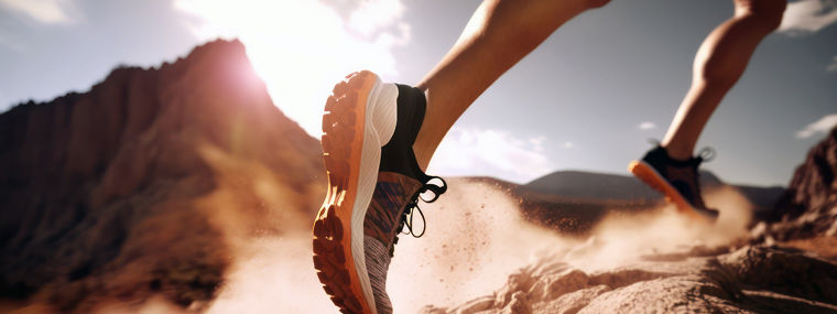 Female legs with sports shoes running on a trail
Weibliche Beine mit Sportschuhen beim Laufen auf einem Weg