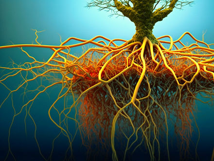 Ein detaillierter Blick auf das komplizierte und verzweigte Wurzelsystem einer Pflanze