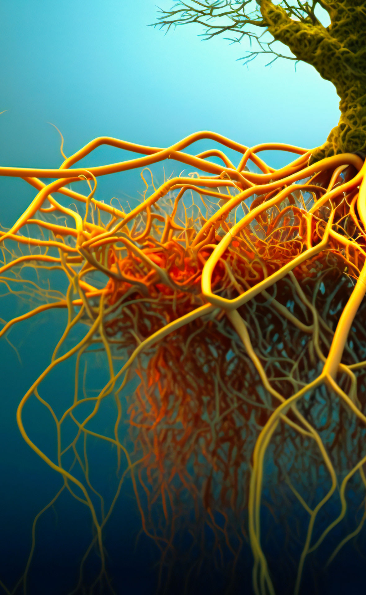 Ein detaillierter Blick auf das komplizierte und verzweigte Wurzelsystem einer Pflanze