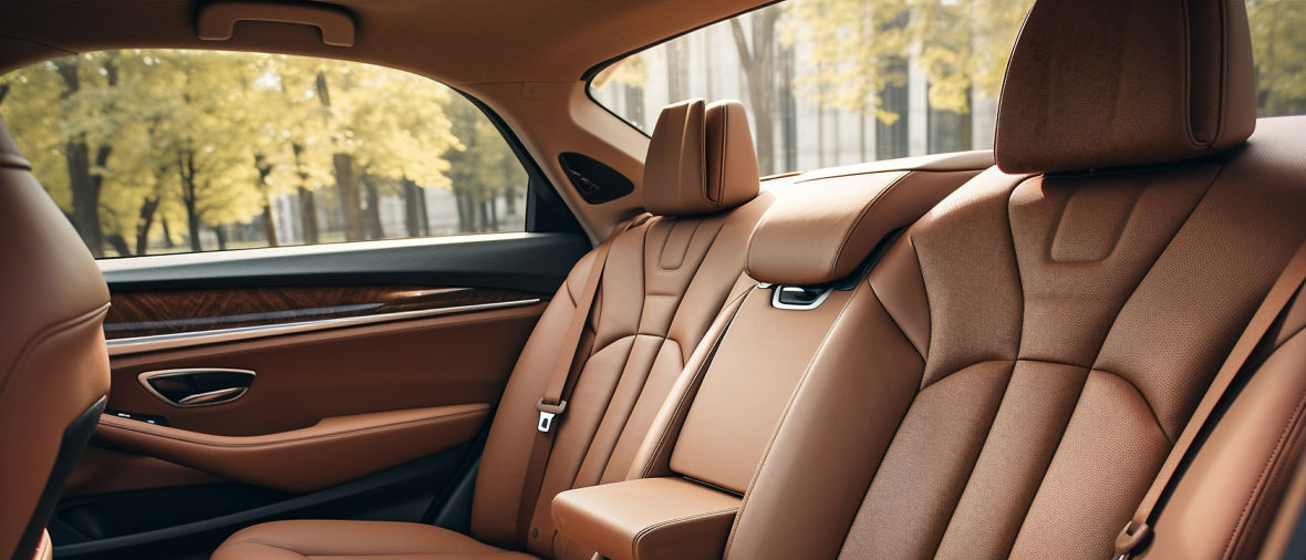 Concept comfortable style transportation equipment light driver expensive inside automobile dash seat luxury brown car headrest limousine modern drive design vehicle business leather