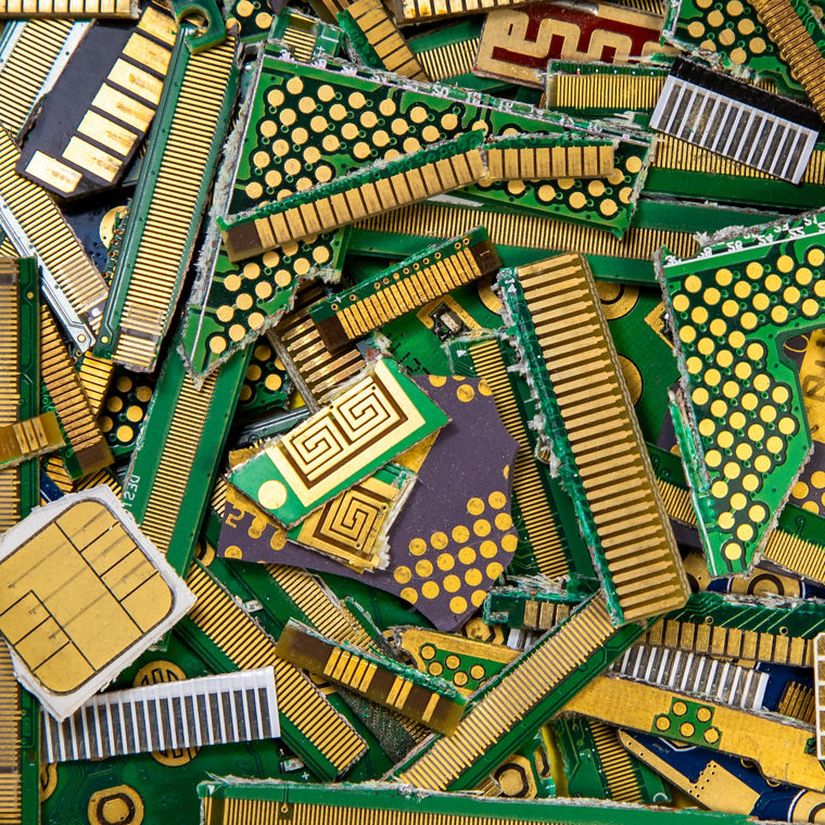 Shredded circuit boards