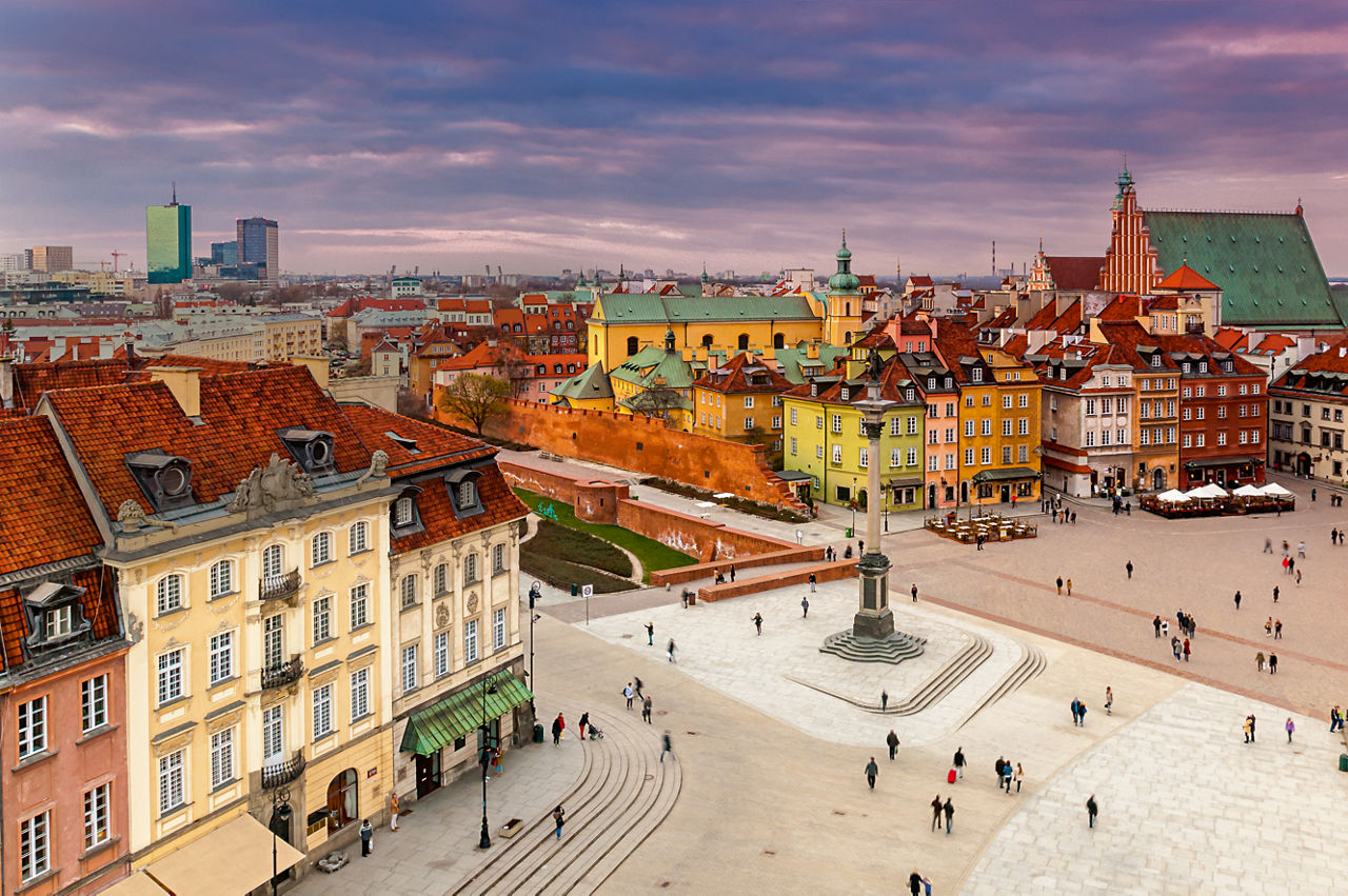 View of Warsaw's Old Town from an elevated position.