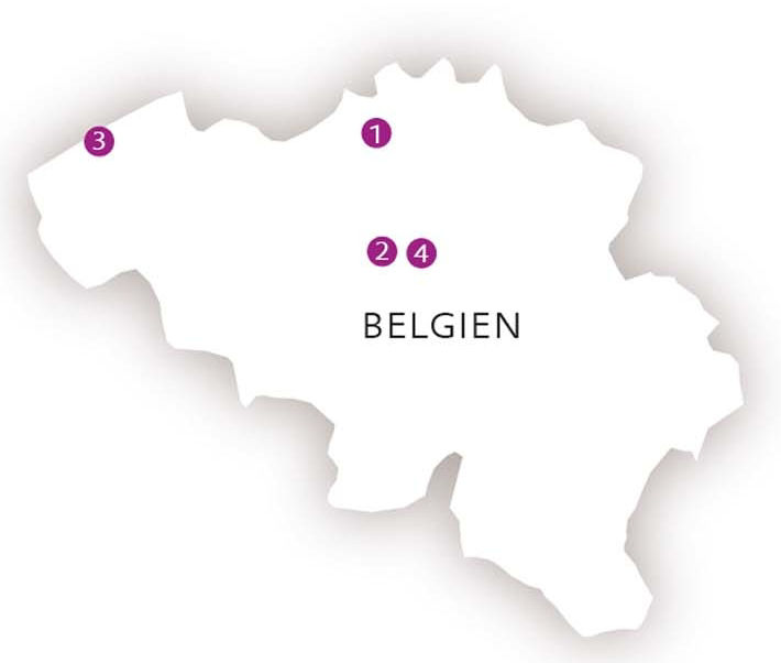 Karte mit den Evonik-Standorten in Belgien