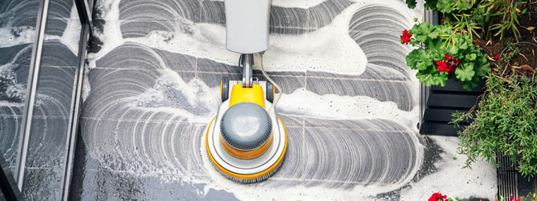 Machine floor washing