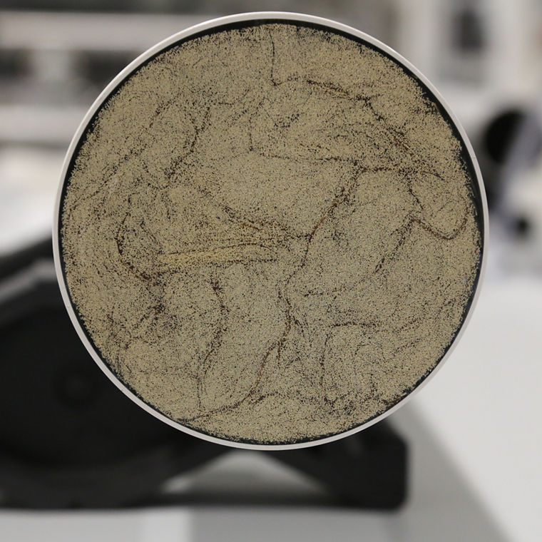 A cross-section of a membrane unit: thousands of fiber ends can be seen.