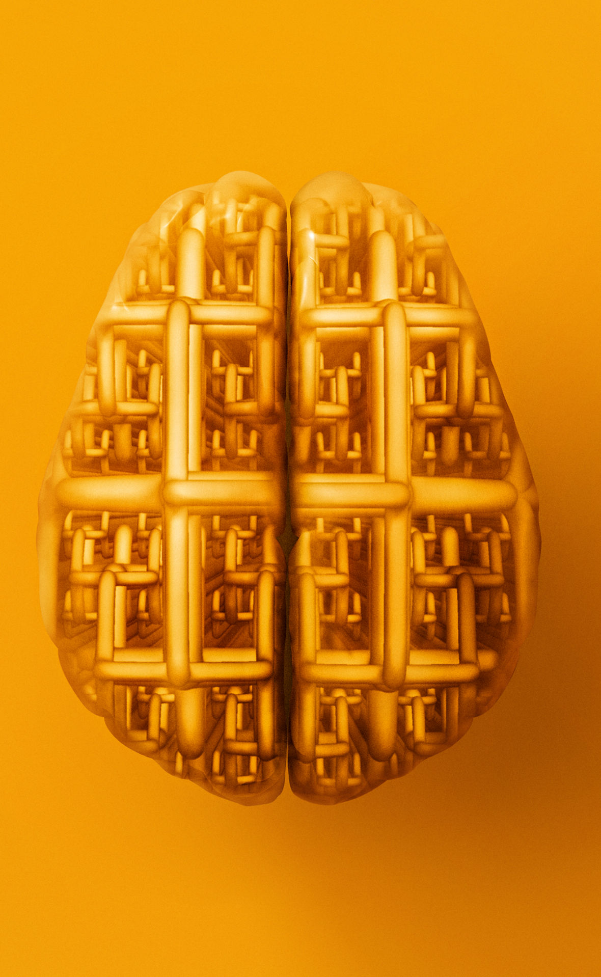 Grafische Montage eines Gehirns und einer optimierten Chemie-Anlage. 