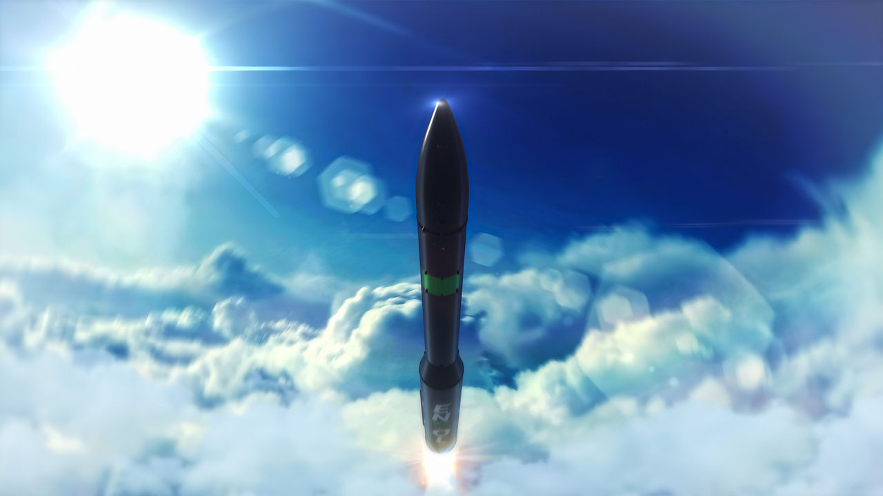 3D-Rednderimg einer Rakete, auf der ENVOL steht.