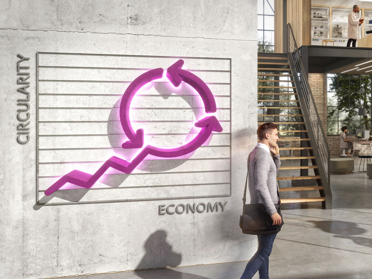 The visual of Evonik's Circular Economy Program depicts a dynamic circular loop comprised of interconnected segments, symbolizing collaboration and sustainable resource cycles. Learn more about our case studies.
