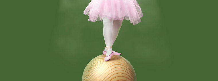 funny fat classical dancer on black background