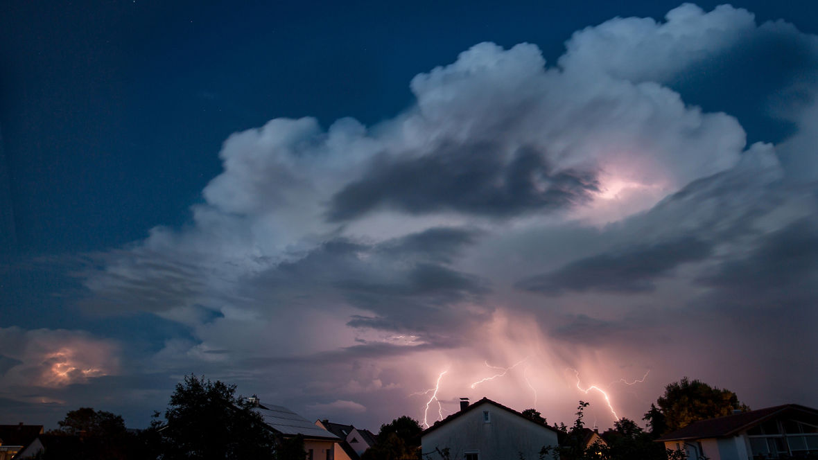 Thundercloud in the Evening sky with lot of flashes