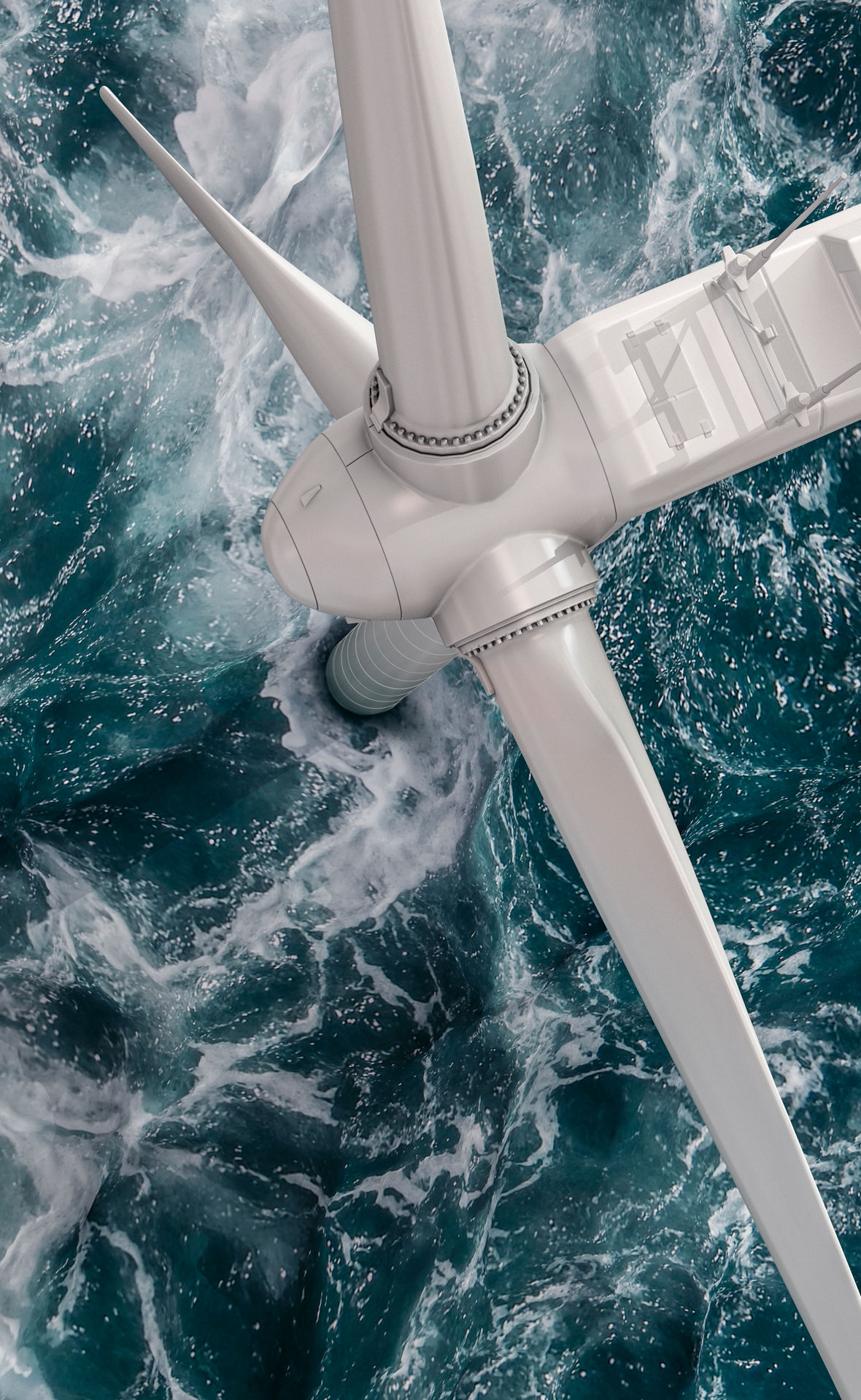 Luftaufnahme einer Windkraftanlage auf dem Meervon oben