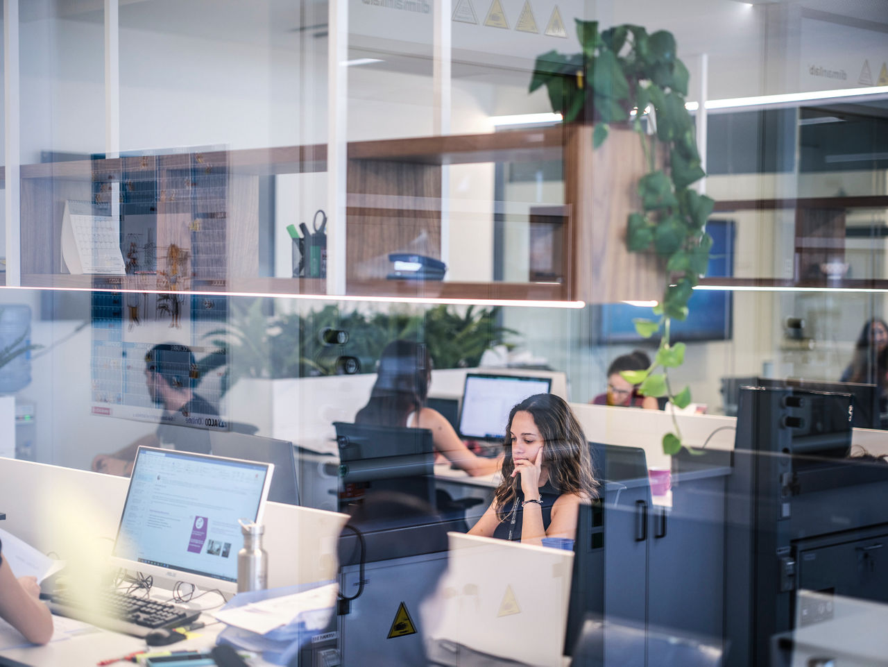Start-up-Flair: Neben vielen Pflanzen gibt es im Infinitec-Büro eine große Wandtafel, auf die Mitarbeiter und Mitarbeiterinnen inspirierende Worte schreiben können.