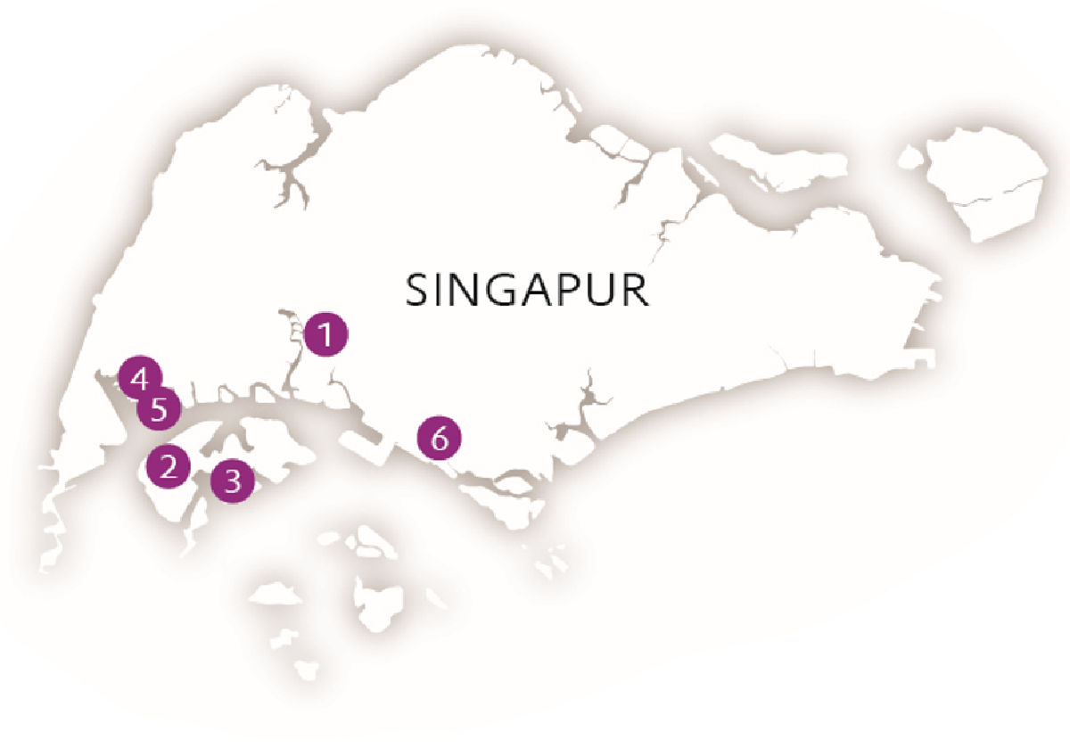 Karte mit Evonik-Standorten in Singapur
