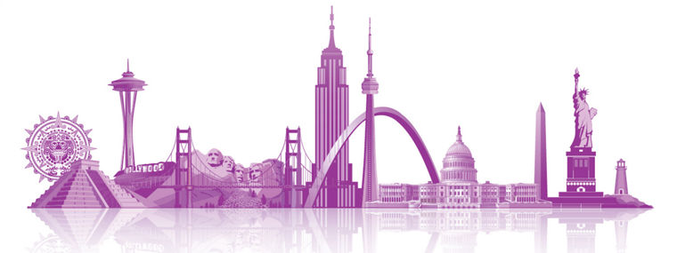 Illustration of key landmarks in North America